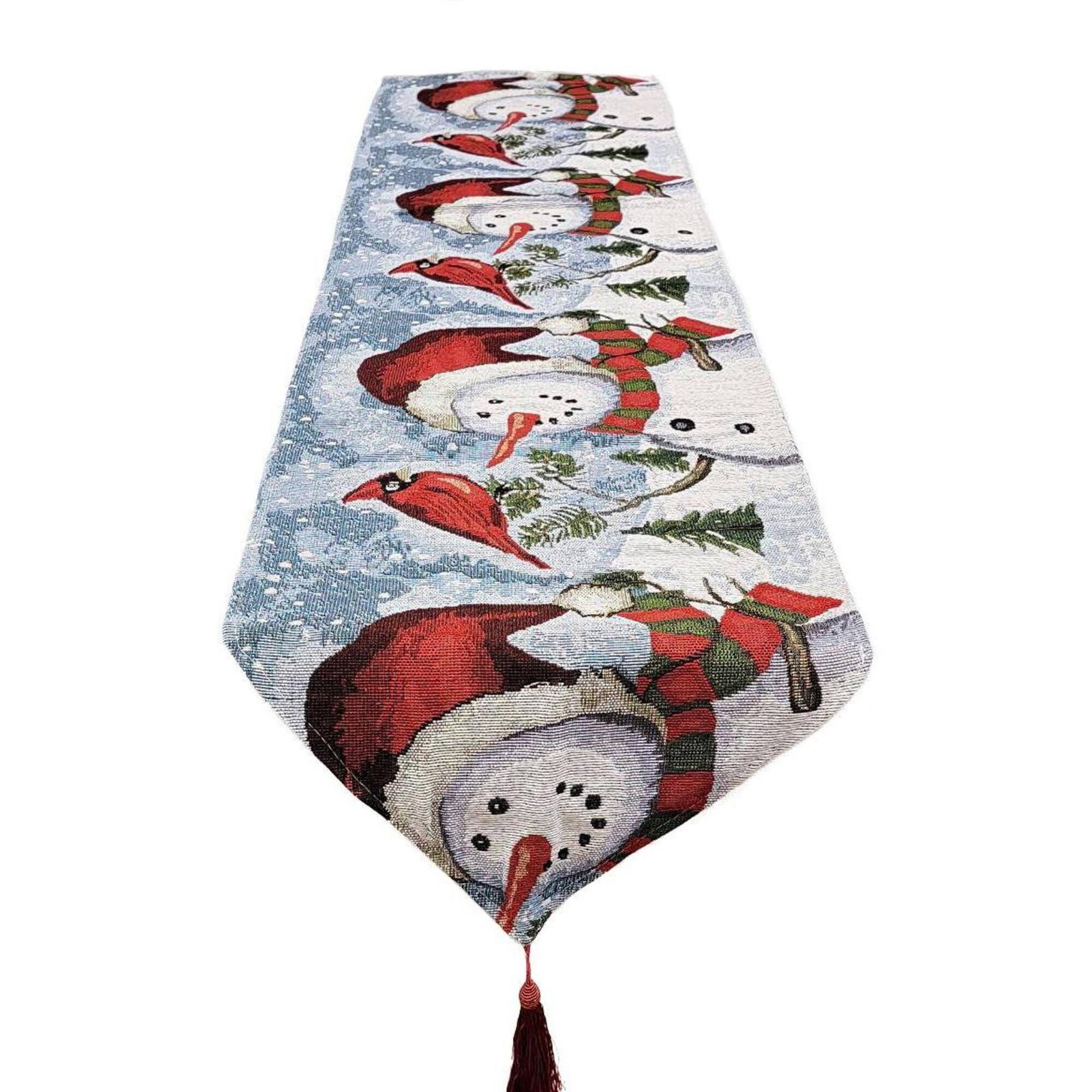 Wizardi 13.75" x 67" Joyful Snowmen Christmas Table Runner